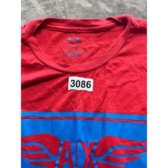 Armani Exchange Red Blue Print Short‎ Sleeve T-Shirt Size Medium - Picture 5 of 5